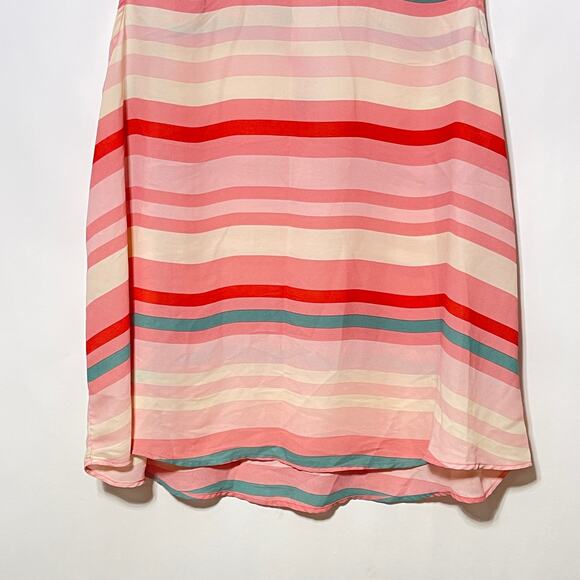 Torrid Sleeveless Blouse Womens 2XL Pink Striped V-Neck Henley Chiffon Tank Top - Picture 4 of 10